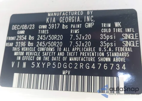 2024 Kia Telluride Sx Prestige z USA, uszkodzony, nr VIN 5XYP5DGC2RG476734